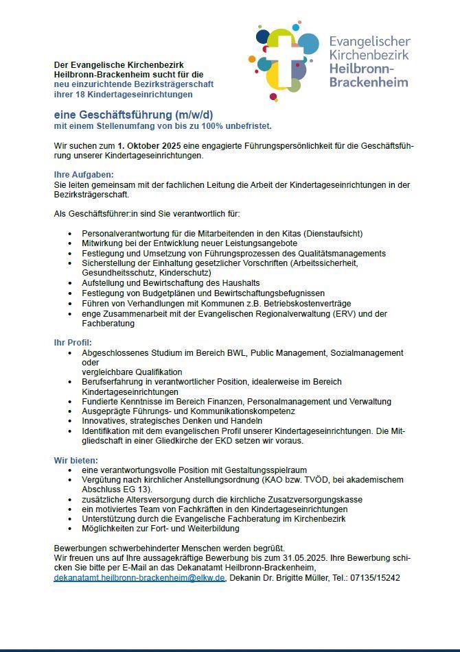 Auschreibung Stellenangebot